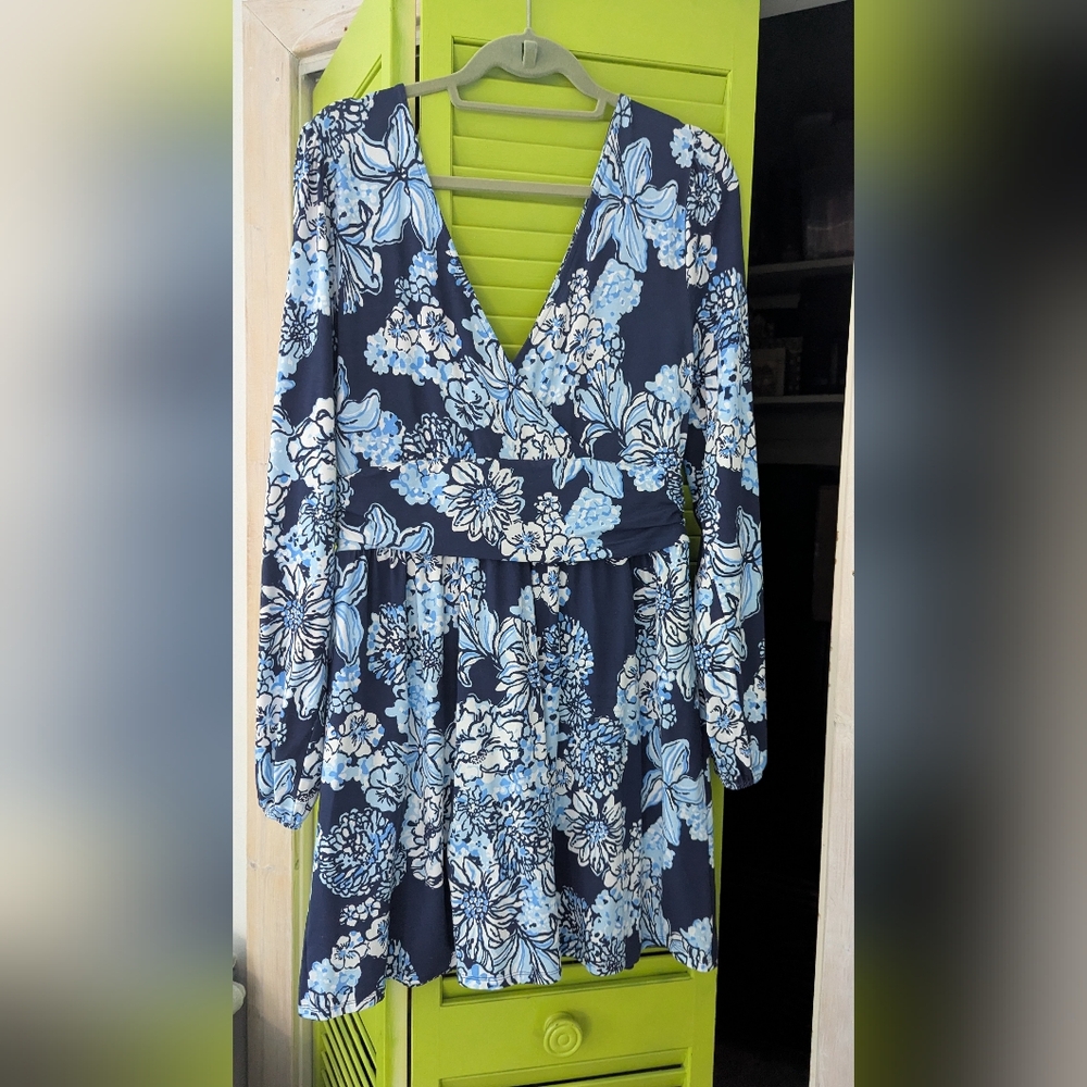 Lilly Pulitzer Navy and Light Blue Floral Romper
